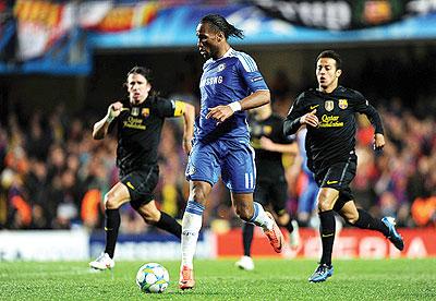 Didier Drogba turned in a tour de force performance against Barcelona and score the winning goal. Net photo.