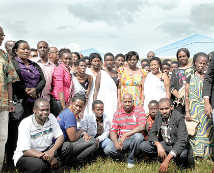 The President's Office Staff led by Minister Venantia Tugireyezu (C) paid tribute to Genocide victims at Nyarubuye Genocide memorial on Saturday. The New Times / Timothy Kisambira.