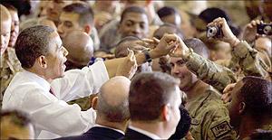 President Obama met US troops at Bagram air base in Afghanistan. Net photo