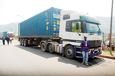 Cargo trucks at Gatuna Border  Post. The New Times / File.