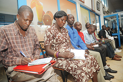 Fruit growers at the meeting yesterday The New Times / J. Mbanda.