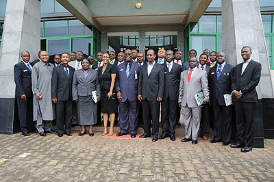 Nigerian army delegation together with RDB senior officials yesterday. The New Times / Courtesy.