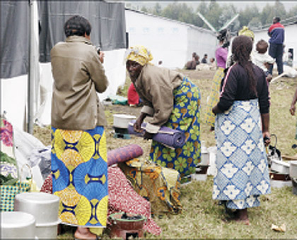 Some of the refugees at Nkamira transit camp in Rubavu. The New Times / File.