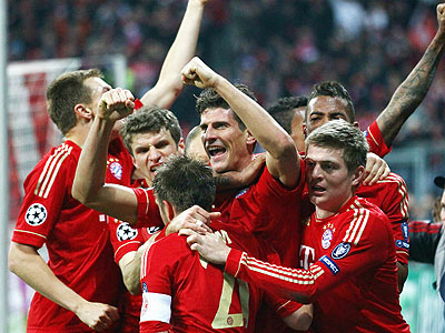 The Bavarians were simply overjoyed taking a 2-1 lead into the semifinal second leg against Real Madrid.  Net photo.