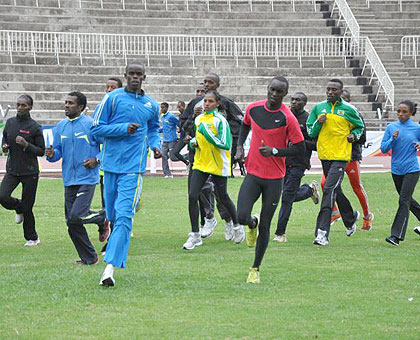 Athletes warm up before a major event. Net photo.