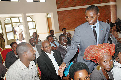 State Minister for Primary and Secondary Education, Dr Mathias Harebamungu, interacting with teachers at a past function. The New Times / File.