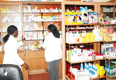 A pharmacy in Kigali. Medicine will soon be classfied as a sensitive product. The New times / File.