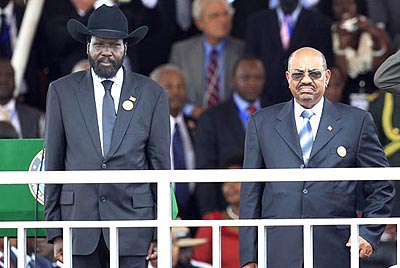 Presidents Salva Kiir and Omar el Bashir in better times. Net photo.