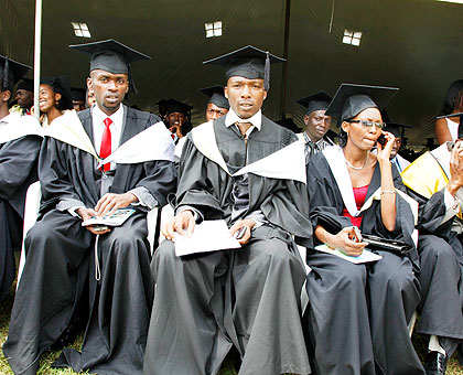 Graduates from one of the public universities in the country. Most graduates have benefited from the education grants. The New Times / File.