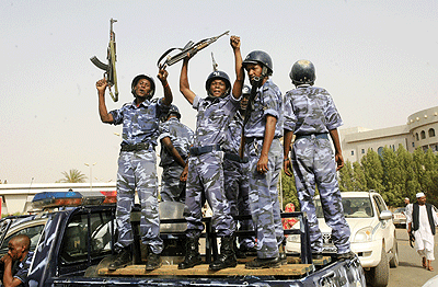 Sudan forces celebrate their past victory against South Sudan at the Heglig oil field in Sudan. Net photo.