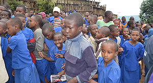 Children returning from school inside Kiziba refugee camp. The New Times file 