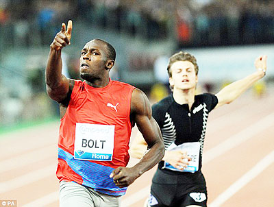 Usain Bolt won the 100m at the Diamond League meeting in Rome. Net photo.