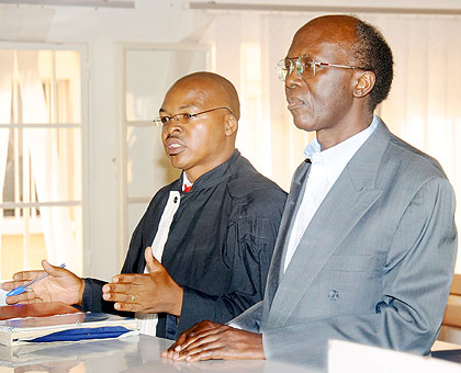 Leon Mugesera (R) with Lawyer. The New Times / File.