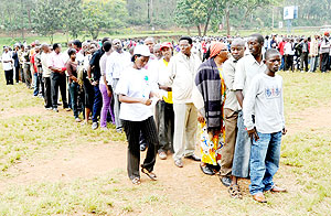 Rwandans in line to cast their votes. The New Times / File..