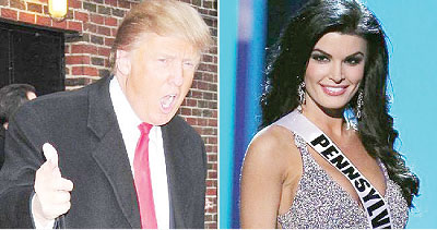 Donald Trump, left, and former Miss Pennsylvania Sheena Monnin. Net photo.