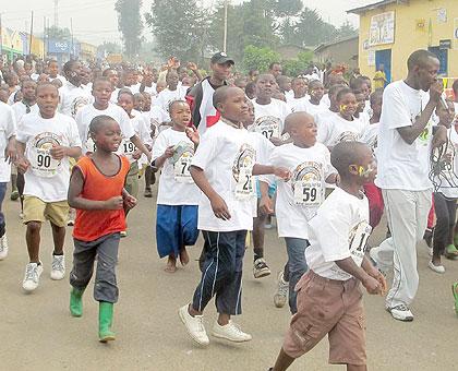 Children prepare to take off during the race for fun ahead of Kwita Izina slated for next saturday. The Sunday Times / S Nkurunziza.