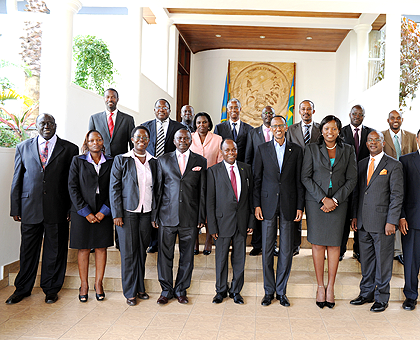 President Paul Kagame with members of the East African Law Society at Village Urugwiro yesterday. The New Times / Village Urugwiro.