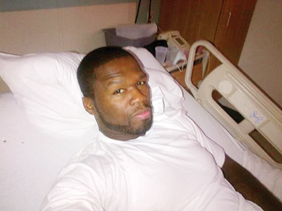 50 Cent in the hospital. Net photo.