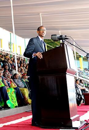 President Kagame speaking at Amahoro Stadium yesterday. The New Times / Village Urugwiro.