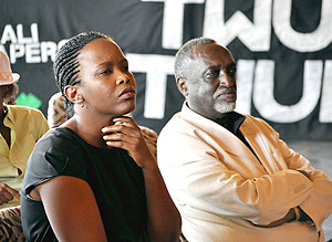 Clare Akamanzi and Tito Rutaremara at the launch.