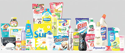 Some of the products manufactured by Uniliver.  Net photo.