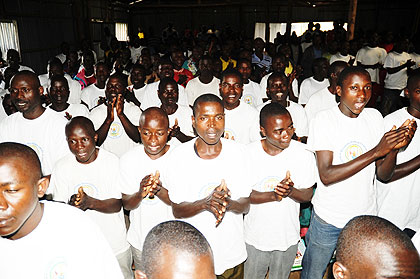 FDLR ex-combantsnts at Mutobo Rehabilitation Camp.  The New Times / File.