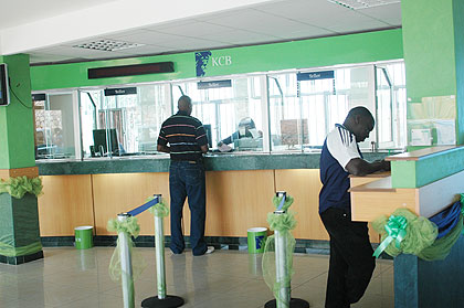 The banking hall of one of KCB Rwandau2019s branches in Kigali. The New Times / File.