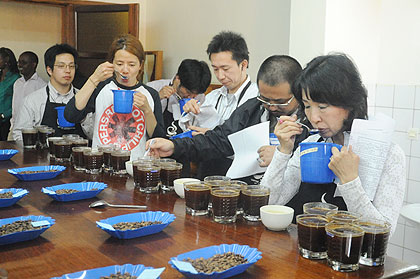 Chinese tasting coffee during a past Cup of Excellence coffee tasting in Kigali. The New Times / File.