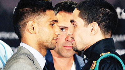 Khan will go into his light-welterweight unification bout with Danny Garcia on Saturday. Net photo.