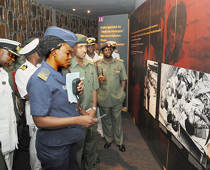 Ghananian officers at Kigali Memorial Centre yesterday. The New Times / Timothy Kisambira.