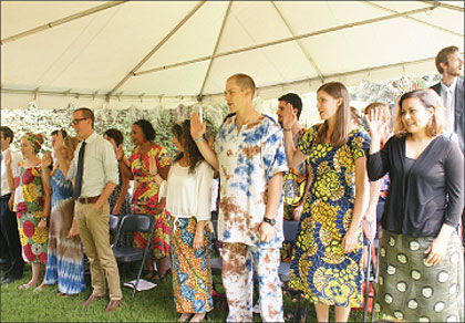 The Peace Corps swearing in yesterday. The New Times / Courtesy.