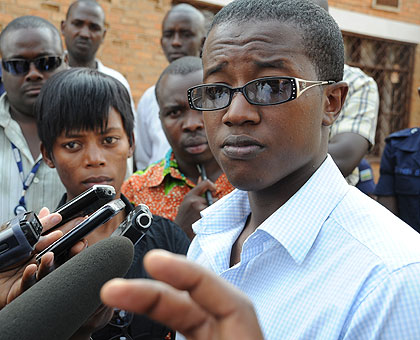 Byiringiro speaking to journalists yesterday. The New Times / B. Asiimwe.