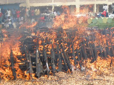 Some of the illicit arms that were destroyed in Burundi during the launch of AU Year of Peace recently. The New Times / File.