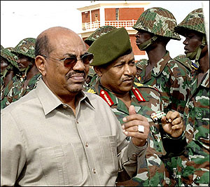 Sudanese President Omar al-Bashir reviews Sudanese army soldiers during his visit to Darfuru2019s capital of al-Fasher. Net photo.