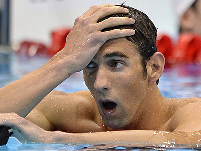 Michael Phelps looks shocked by his time.