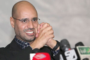 Happy days. Saif al-Islam is seeking a trial before the International Criminal Court in the Netherlands. Net Photo.