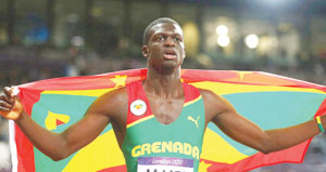 Kirani James celebrates his triumph.