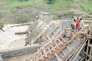 Works on Mukungwa 2 hydro power project in Musanze District. Rwanda needs to raise more resources to finance such projects.  The New Times / John Mbanda