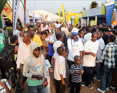 People milling through the 2012 Expo Grounds in Gikondo. The New Times / Timothy Kisambira.