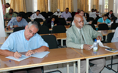 Applicants write their exam for Rwandan citizenship. The Sunday Times / File.