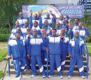 Rwandau2019s Paralympics team at Bury St Edmunds Leisure Centre  in Suffolk, with NPC boss Dominique Bizimana (first from right, front row). The New Times/Courtesy.