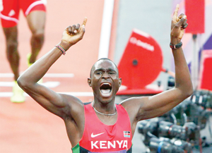 Kenyau2019s David Rudisha stormed to 800 metres gold in a world record time at the London 2012 Olympics. Net photo.