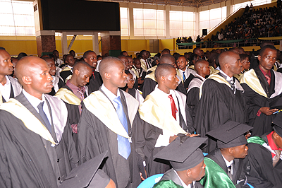 Graduands at a past graduation ceremony at KIE. Long distance students say they find it hard.  The New Times / File.