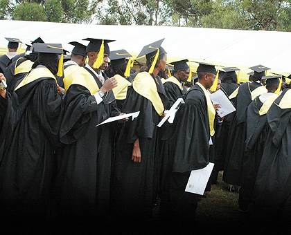 Graduates at a past ceremony at the School of Finance and Banking. The New Times / File.