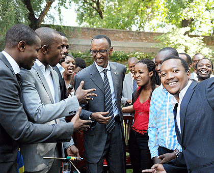 President Kagame, Rwandan students and young professionals in China- Beijing, 15 September 2012. The New Times / Village Urugwiro.