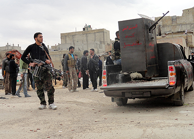 Members of the Free Syrian Army in Babr-Amro. Net photo.