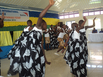 Some of the students performing during the event. The New Times / Grace Mugoya.