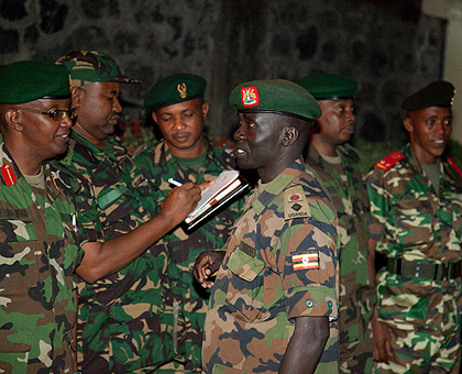 A group of officers who are part of the ICGLR joint verification team in DRC. President Museveni says UN should support the new peace process in the Congo. The New Times / File.