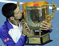 Djokovic saw off the challenge from Tsonga to win in China. Net photo.