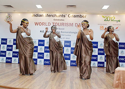 Rwandan girls performing at the Indian Merchantsu2019 Chamber in Mumbai to celebrate World Tourism Day recently. The New Times / File. 